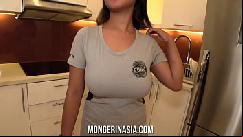 Asian whore with massive udders gets bred by the boss